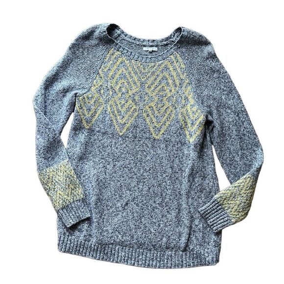 Maurices Grey Knit Gray Yellow Geometric Print Pullover Sweater Size Large - Picture 12 of 12